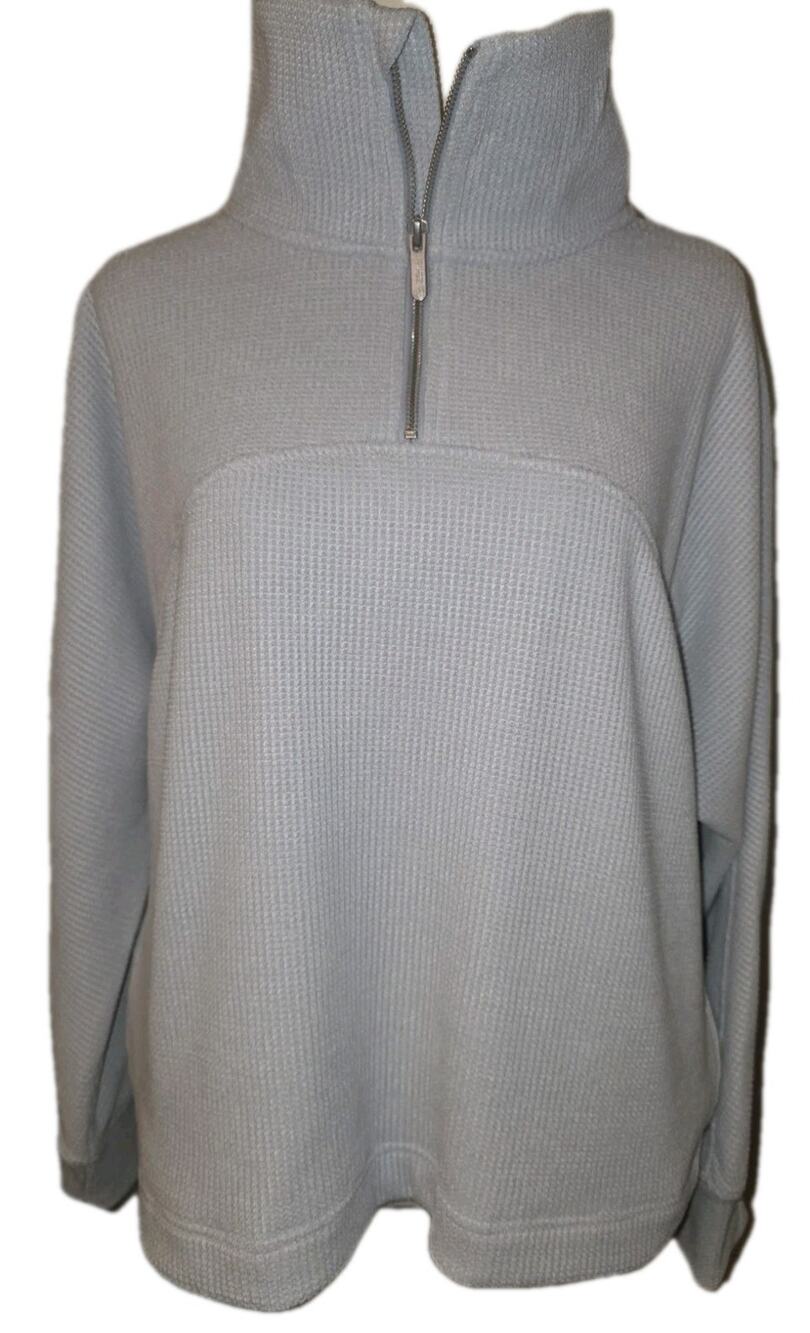 Zella Light Blue Waffle Knit 1/4 Zip Sweatshirt
